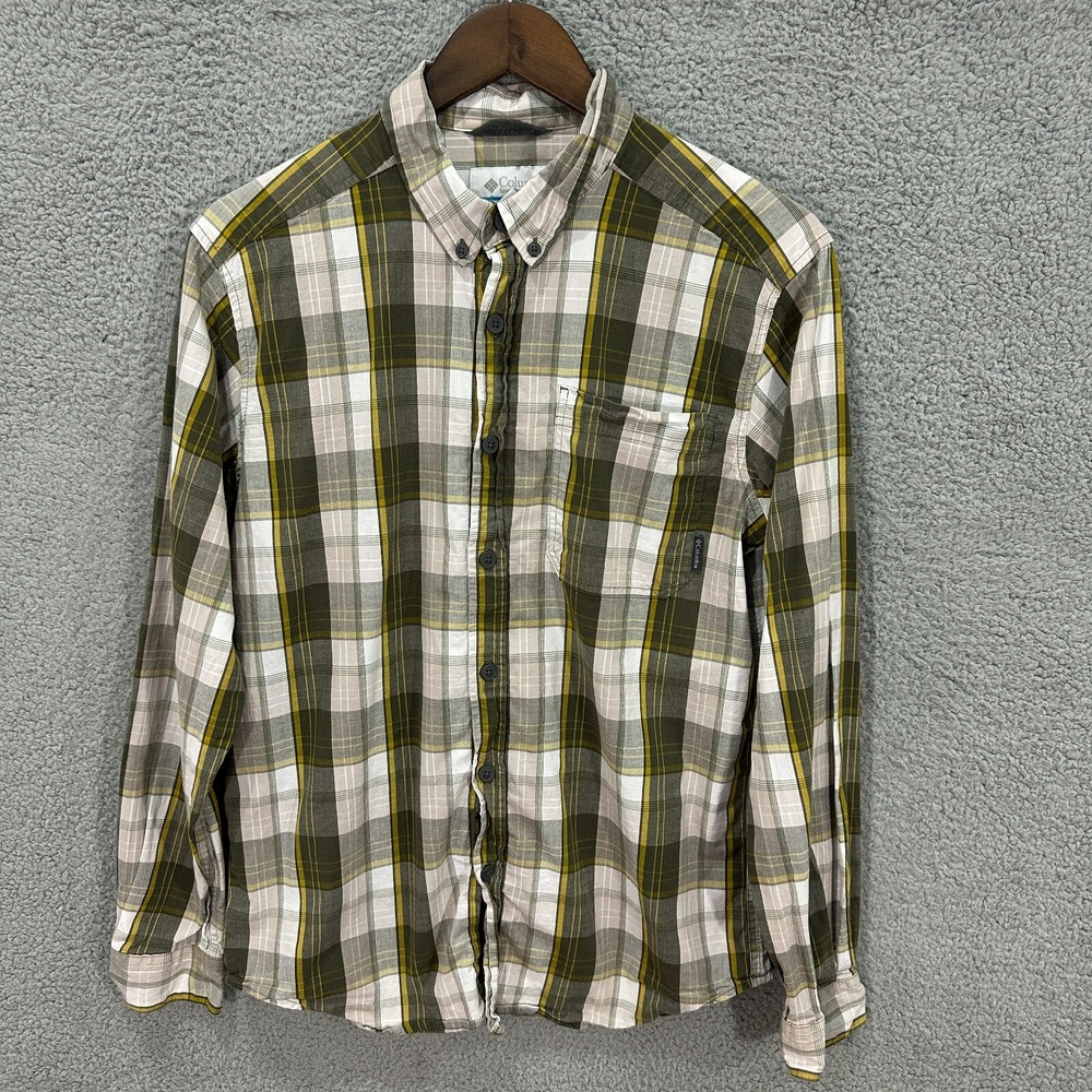 Columbia Button Down Shirt Mens Medium Brown Plaid Long Sleeve Outdoors Capsule